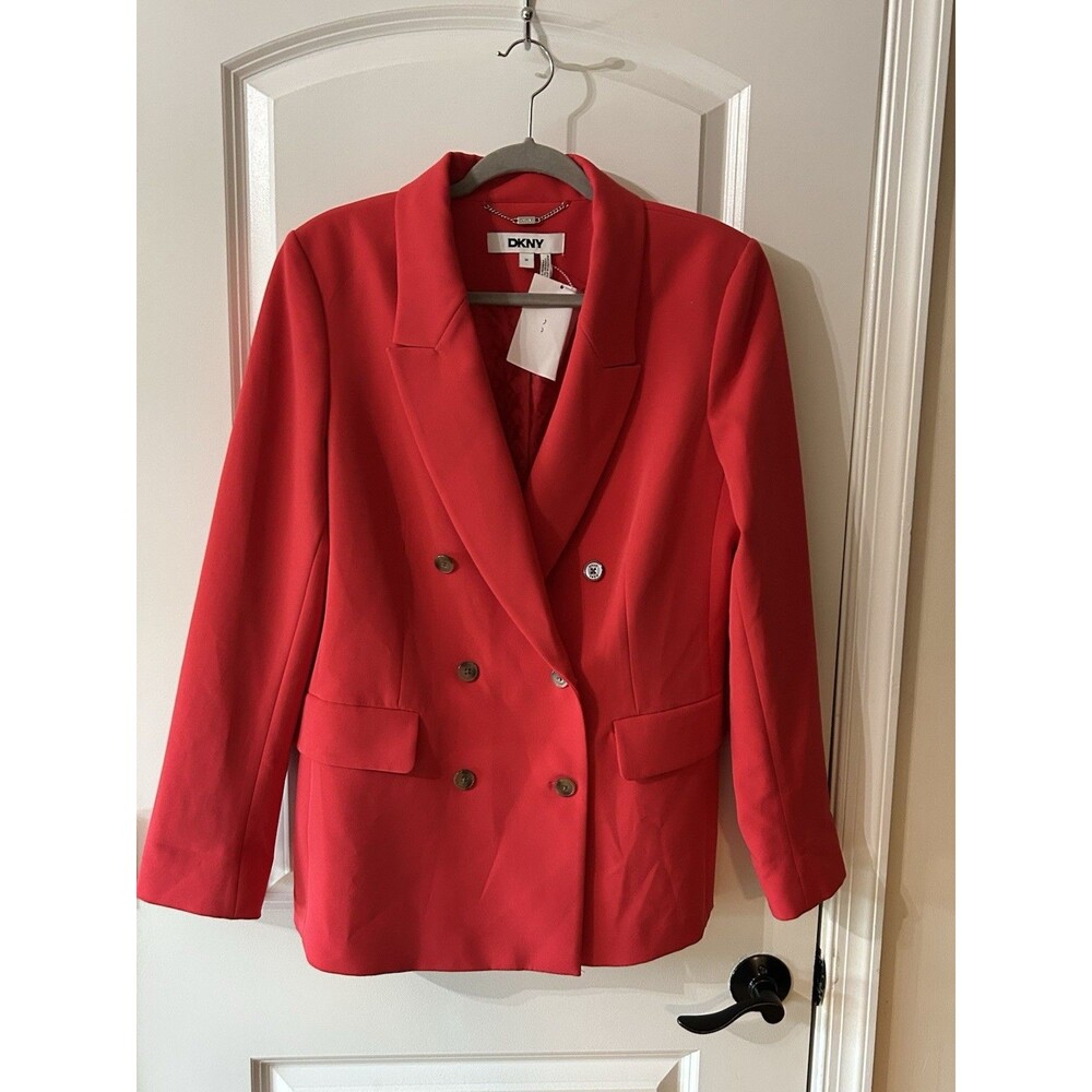 DKNY Women’s 14 Double Breasted Peak Lapel Lined Red Blazer Suit